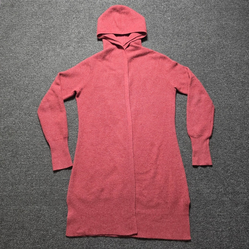 St. Tropez West‎ Cashmere Cardigan Pink Womens Small Hooded Open Front Sweater